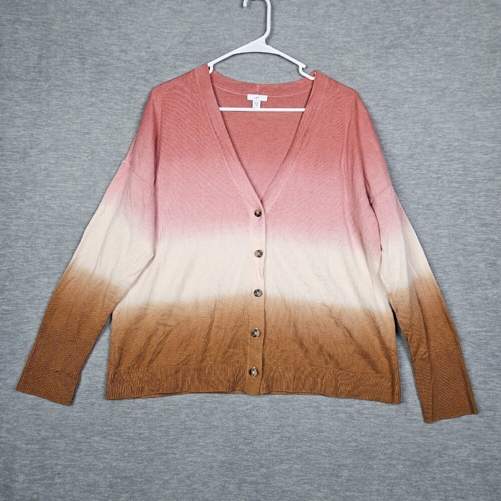 J.Jill Sweater Women's Size M Dip Dyed Button Up V-neck Cardigan